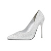 Korean fashion， sweet and elegant， thin heel， high heel， shallow mouth， thin pointed， color diamond， water drill single 