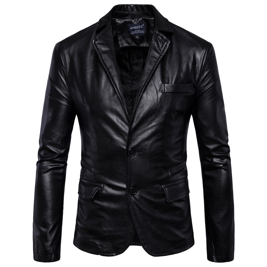 AliExpress Men's Autumn and Winter New Leather Jacket Large Size Motorcycle Jacket Men's Korean Style Slim-fit Solid Color Lapel Leather Jacket