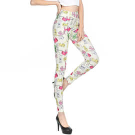 欧美款卡通动物图案印花打底裤 牛奶丝九分裤批发 leggings