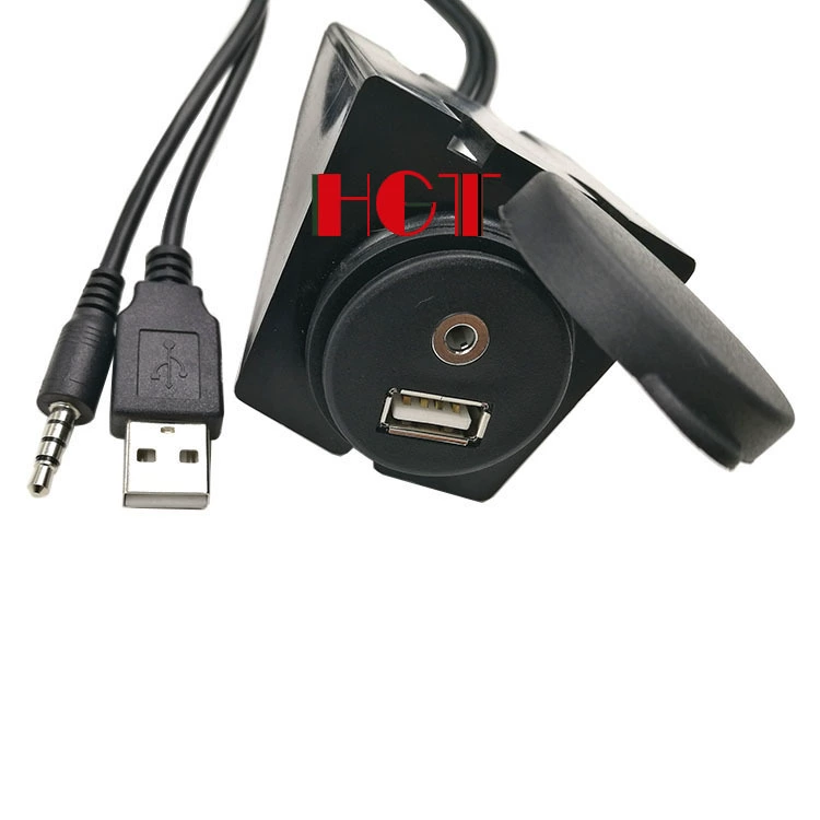 1m кабель для автомобиля/мотоцикла с дисплеем, поддержка USB аудио, водонепроницаемая линия USB AM/AF+DC3.5 mf