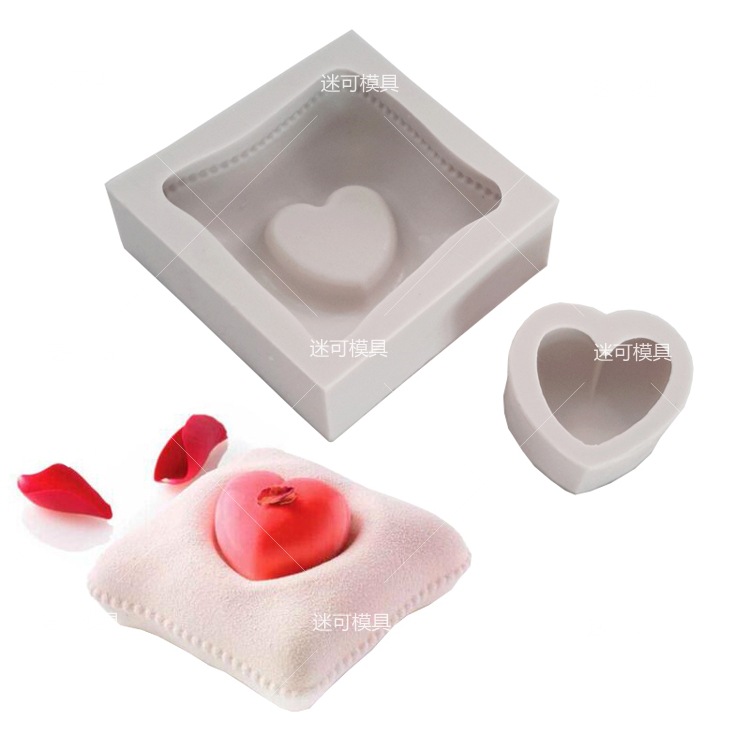 Molde de silicona en forma de corazón almohada molde de pastel de fondant jabón molde de jabón DIY hecho a mano herramienta para hornear fondant
