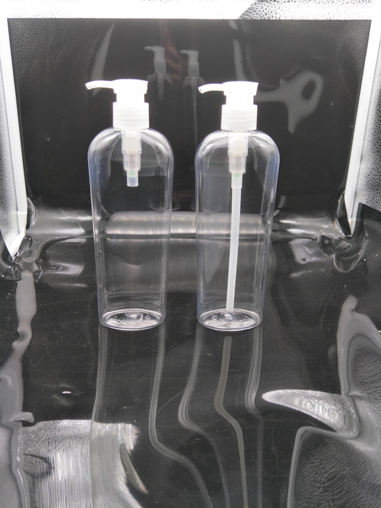 PET透明塑料瓶300ml扁瓶染发剂护发素洗发水啫喱水膏按压瓶乳液瓶