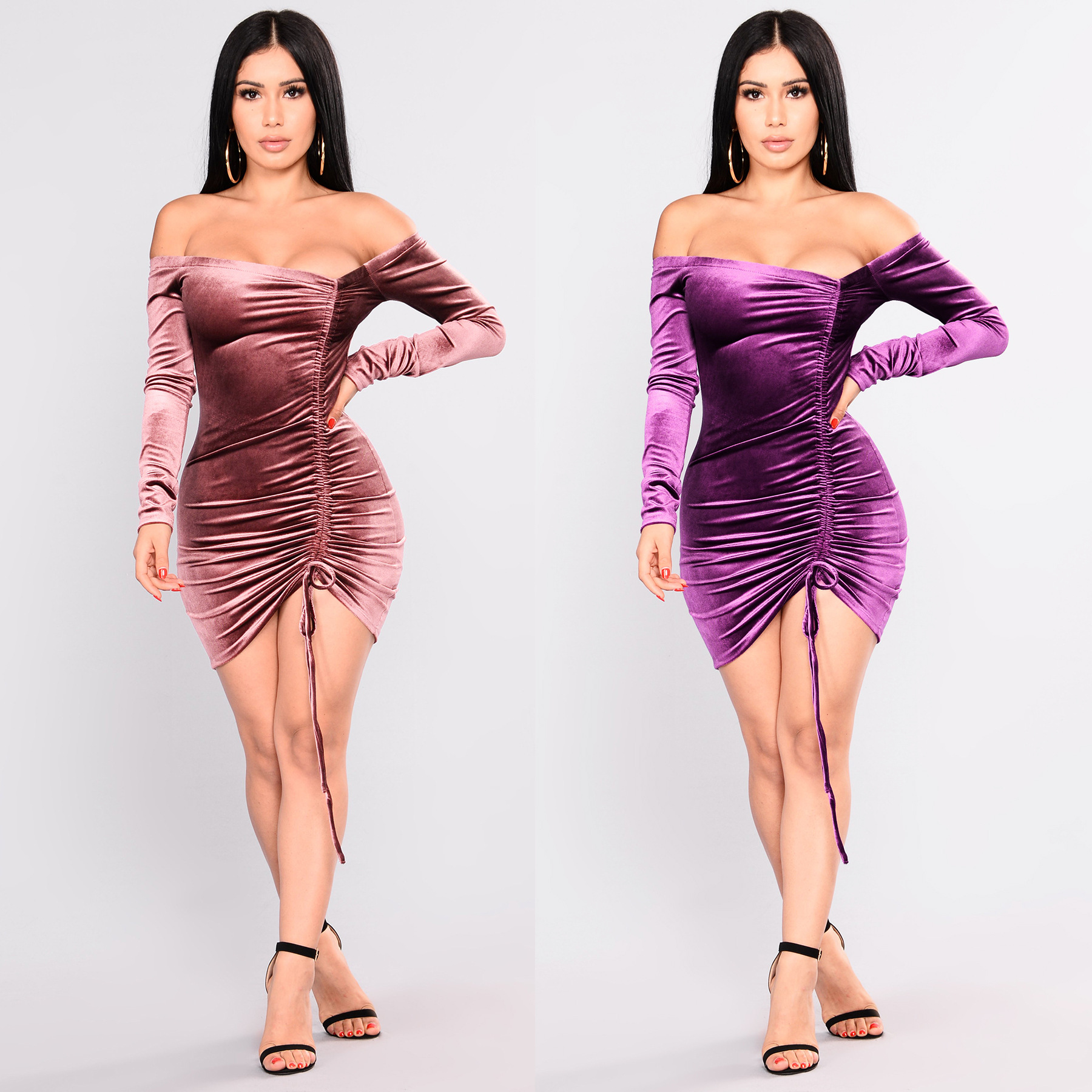 Womens Bodycon Dress Long Sleeve Off Shoulder Backless Elegant Evening Wear Wholesale Available
