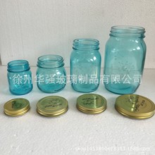 华强玻璃工厂-供应现货把手喷色劲酒酒瓶橄榄油瓶梅森密封罐