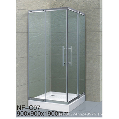 简易淋浴房带底盆厂家批发90CM弧扇形双移门式304不锈钢钢化玻璃|ms