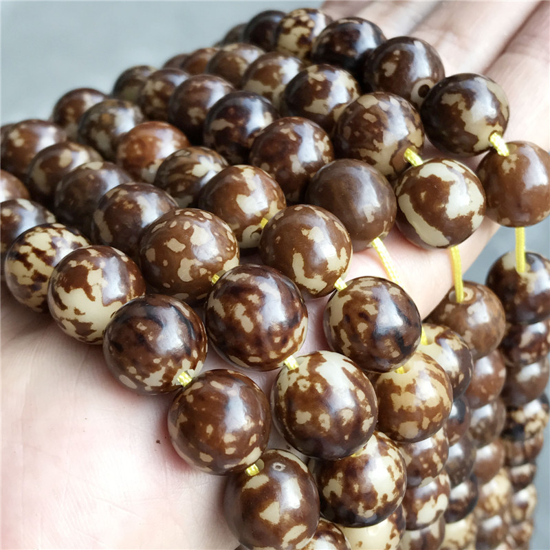 天然花菩提根批發虎斑菩提108顆佛珠文玩手串