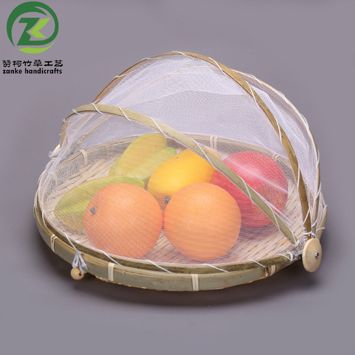 Mesh bamboo basket vegetable cover hotel kitchen household fly-proof food cover tea drying basket bakery bamboo round sieve