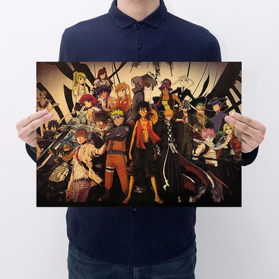 【C072】日本动漫人物合集C款  牛皮纸复古海报酒吧 装饰画|ru