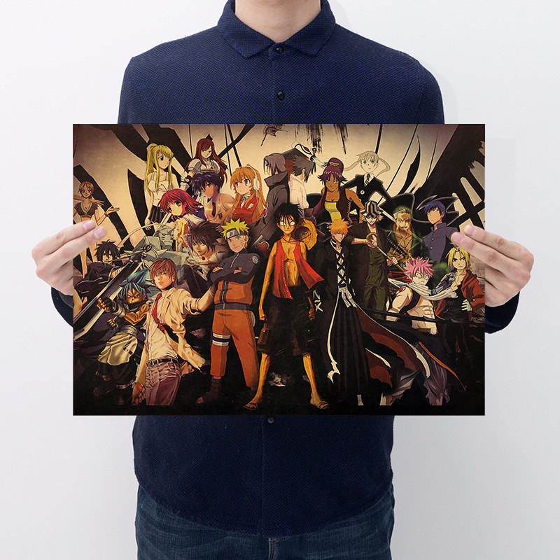 【C072】日本动漫人物合集C款  牛皮纸复古海报酒吧 装饰画|ru