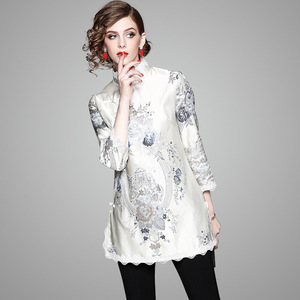 Chinese wind stand collar seven cent sleeve temperament elegant