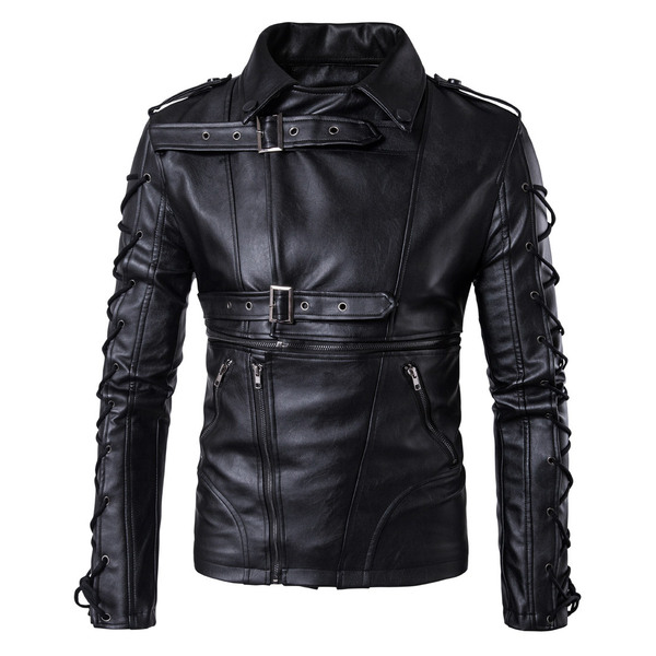 European Code new high-end men motorcycle coat decadent leather jacket big code for men clothing