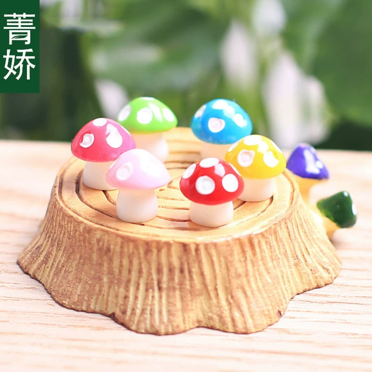 Jingjiao шеститочечные красочные мини-грибы с мясистым мхом, аксессуары для украшения микропейзажа