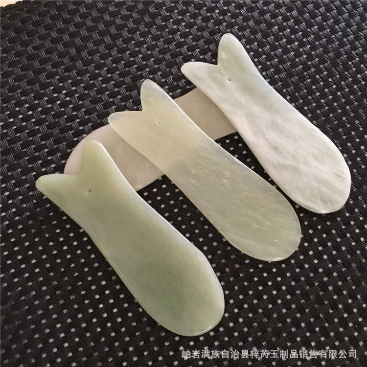 Прямые продажи с фабрики, скребковая доска из натурального нефрита, массажер для лица Xiuyan, нефритовый скребковый лист, маленькая доска в форме рыбы