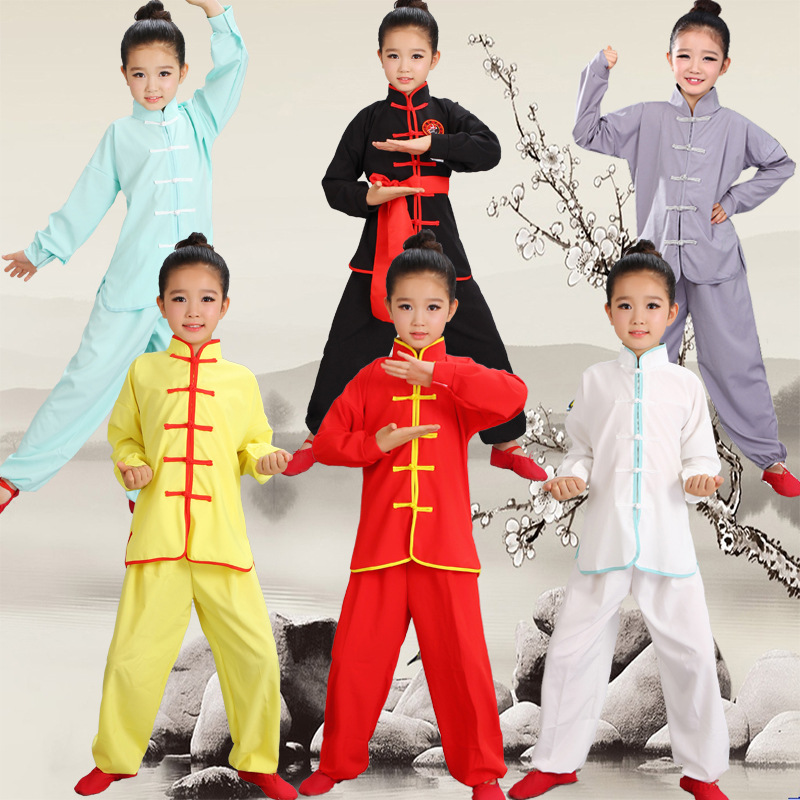 儿童武术表演比赛练功太极功夫服装长短袖男女童中小学生演出服|ms