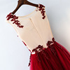 Toast dress bride new wine red long fashion show thin wedding dress evening dress Engagement Dress