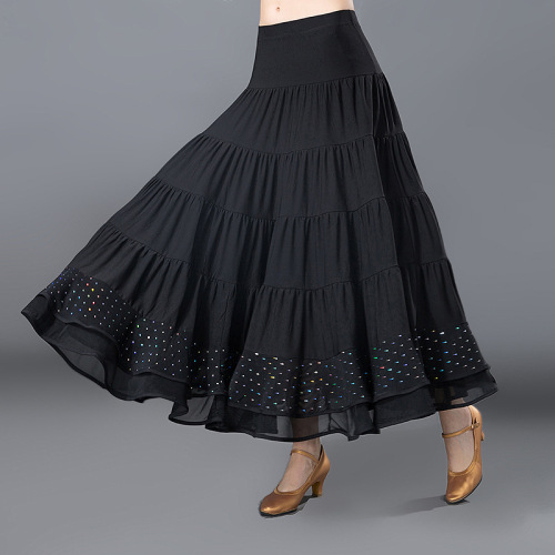 Ballroom dance skirt for women modern national standard dance big swing practice show long skirt