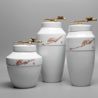 新中式复古陶瓷装饰罐摆件客厅玄关器皿摆设样板房间创意软装饰品