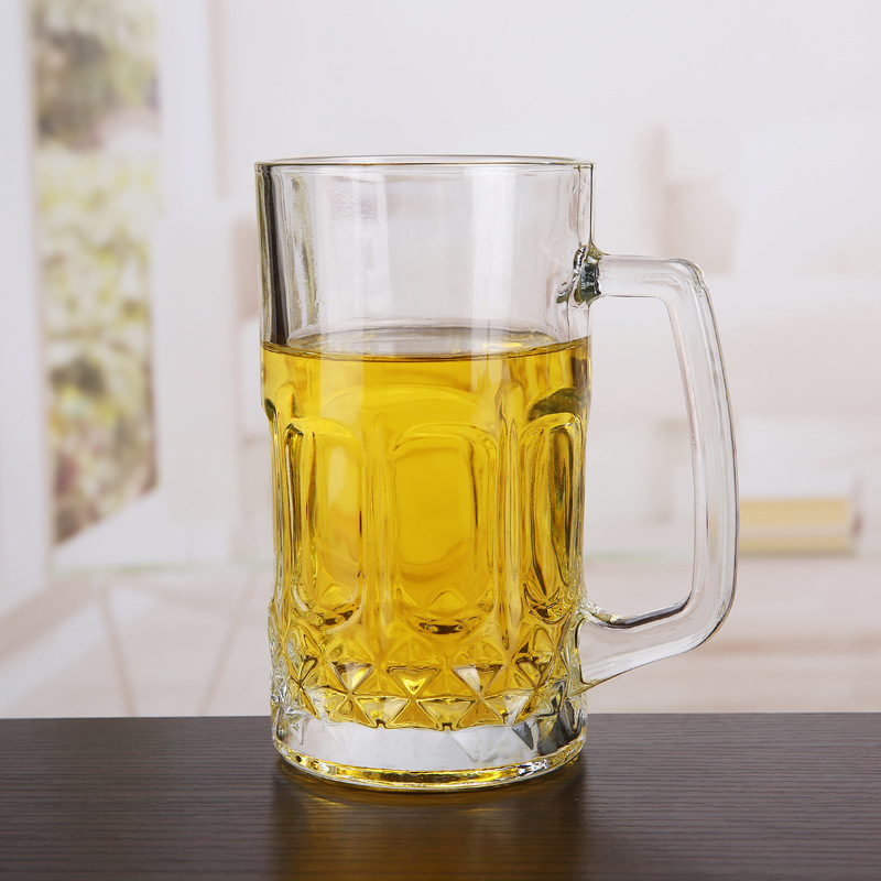 wholesale 500ML Diamonds transparent Glass Beer mug Thickened cup advertisement Promotion High-capacity Wine Glass