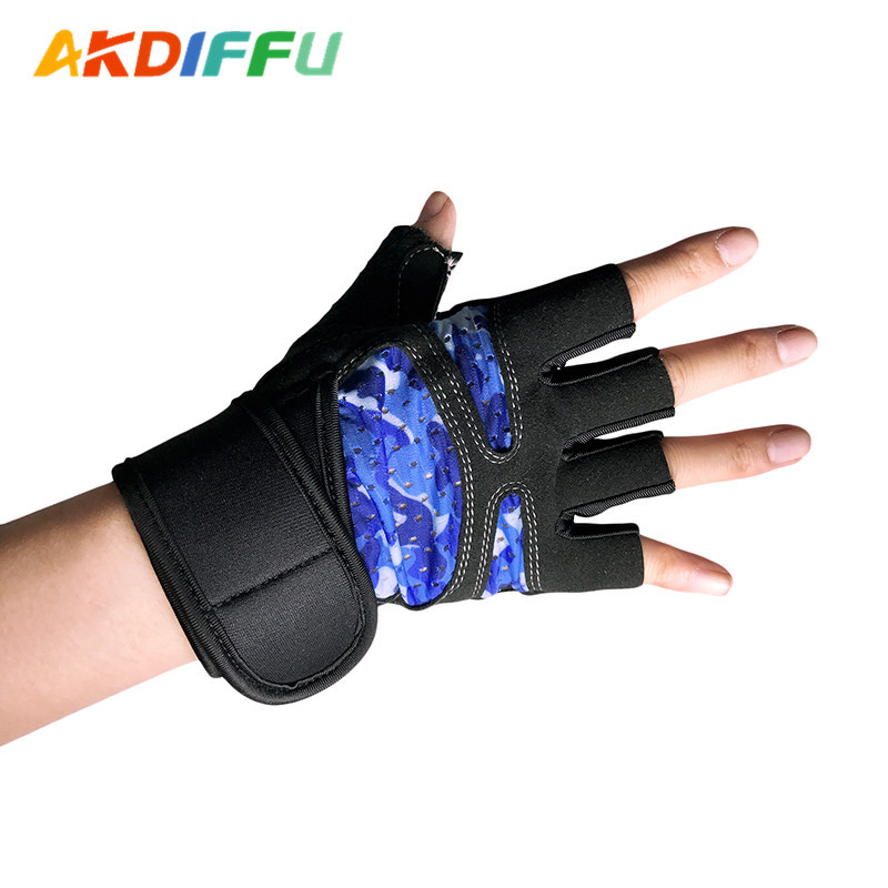 Camuflaje fitness medio dedo guantes de silicona guantes antideslizantes deportes equipo de protección de la palma puede ser según sea necesario