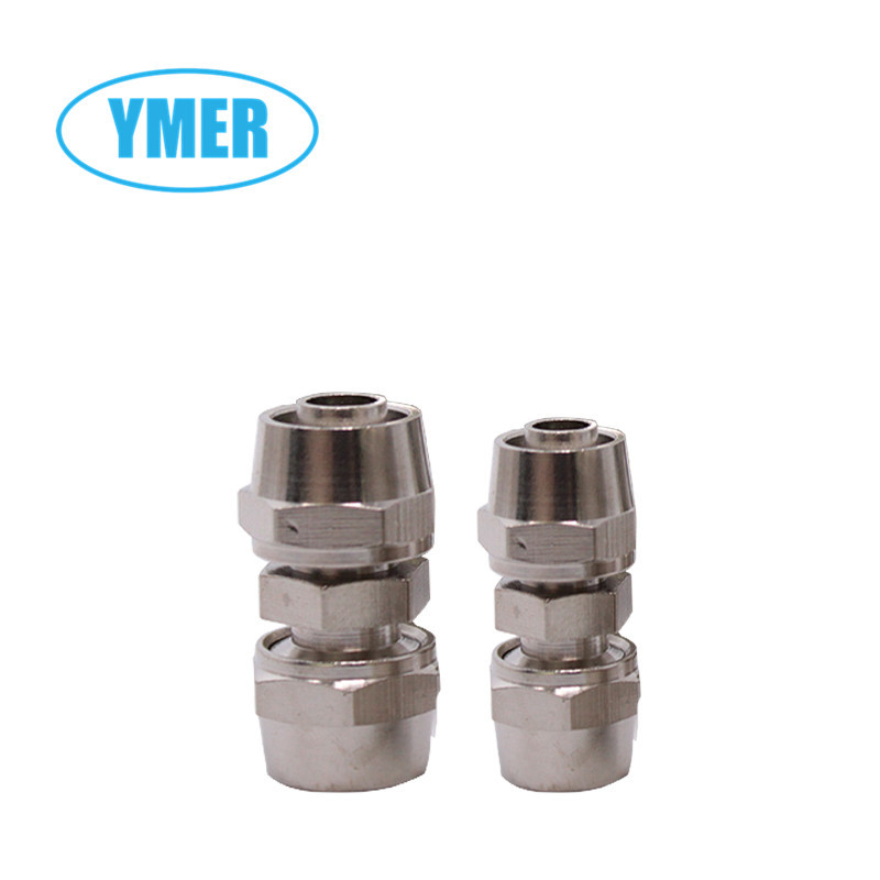 YMER铜直通快拧接头 直通中间快拧接头 软管四氟管接头 PU管接头