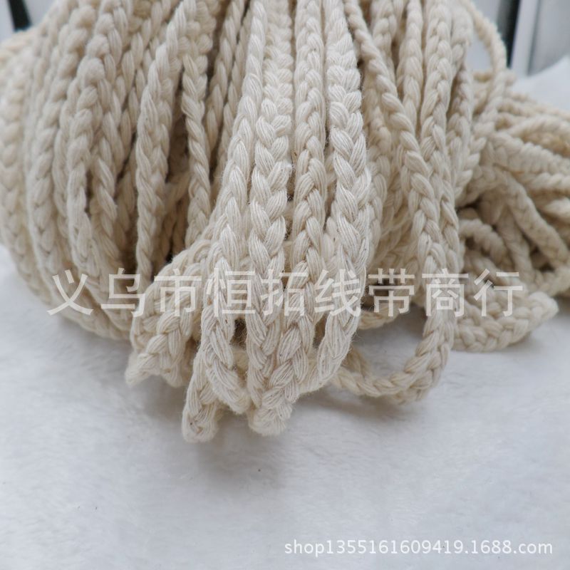 6mm本白棉绳全棉  本色三股辫 义乌棉绳 辫子 工艺棉绳