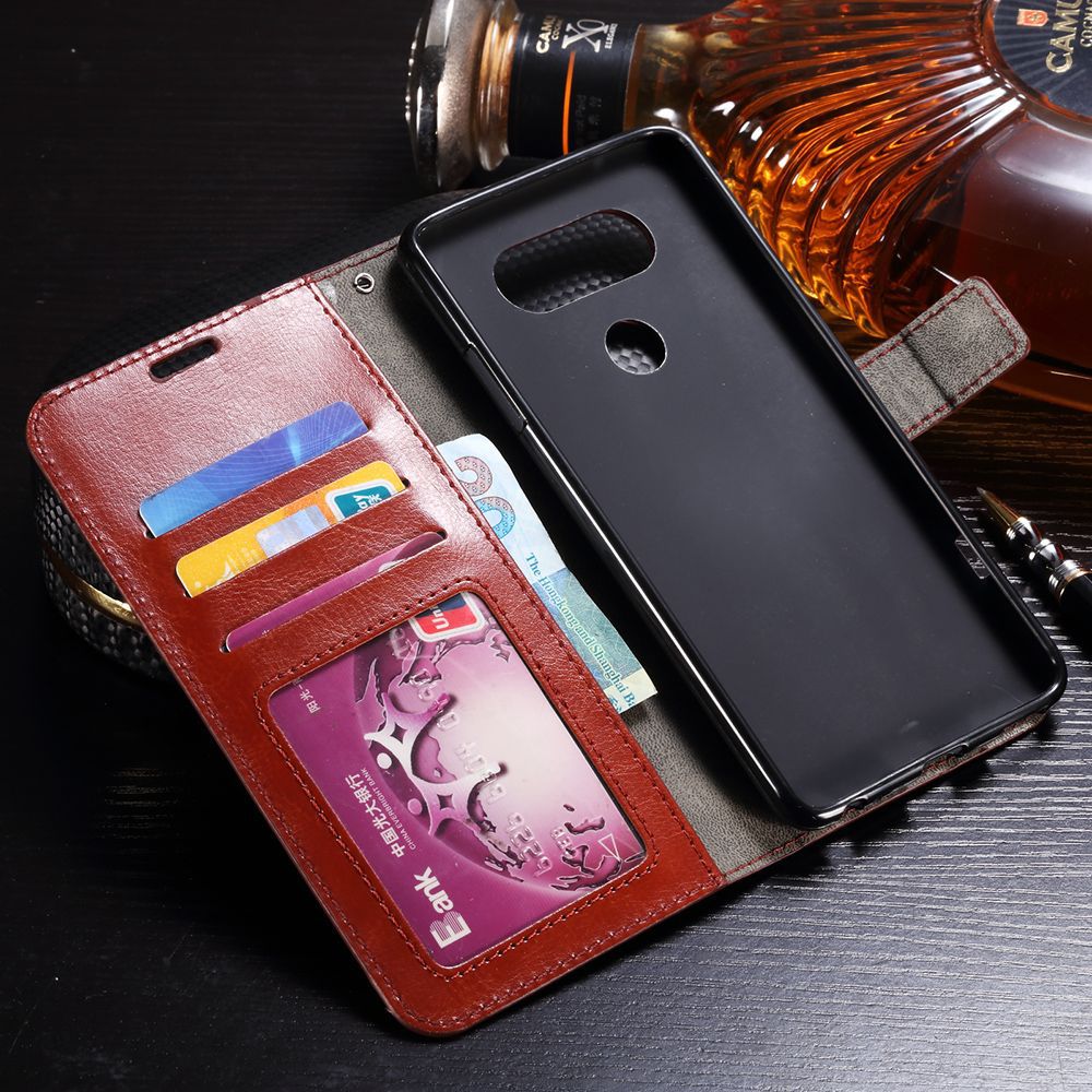 LG V30手机壳保护套H932PR皮套 翻盖支架钱包插卡 油蜡疯马纹