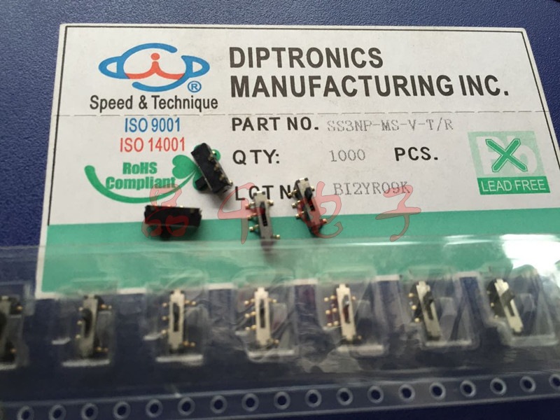 台湾圆达DIP 拨动自复位开关 检测开关 贴片5脚 SS3NP-MS-V-T/R