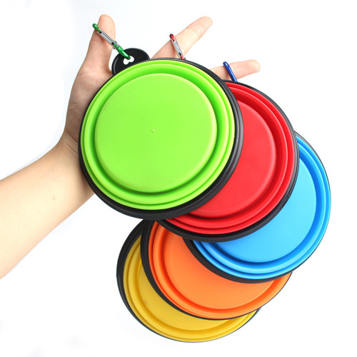 Foldable silicone pet bowl folding dog bowl water bowl silicone material new material pet dog folding bowl