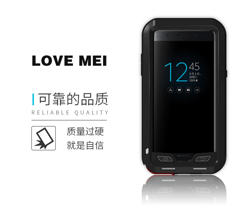 LOVE MEI Powerful Water Resistant Shockproof Aluminum Metal Heavy Duty Case Cover for Samsung Galaxy Note FE