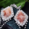 Accessory, crystal, metal earrings, European style, with gem, wholesale