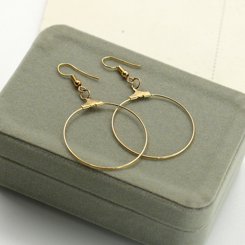 New Simple Golden Large Circle Earrings Handmade Round Ear Studs Wholesale display picture 8