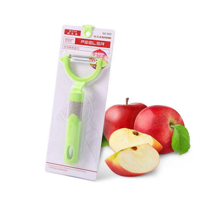 Fábrica al por mayor creativo multi-funcional plástico melón y fruta Planer cocina gadget dos en uno doble Bud excavación en forma de U pelador