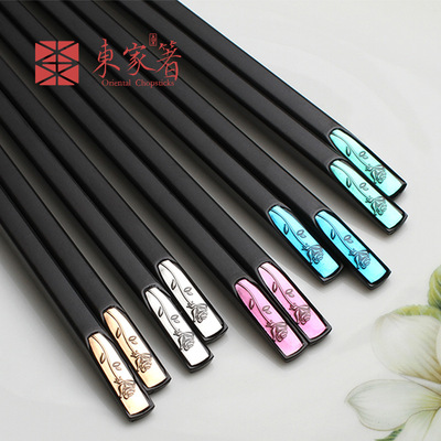 合金筷子家用酒店餐厅筷耐高温不发霉不变形天削玫瑰送人佳品好筷|ms