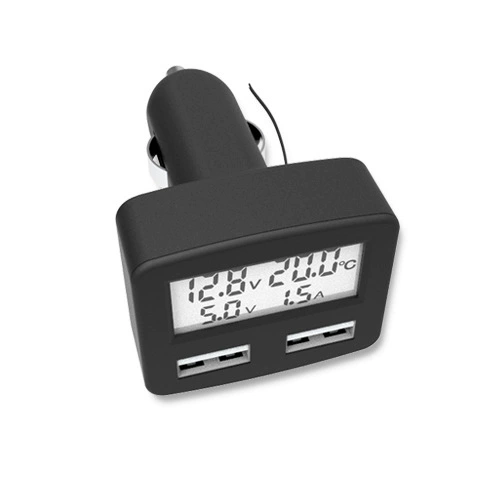 Зарядное устройство для автомобиля USB с вольтметром и термометром, 2.1A, модели PV/TV/EC2, для систем 12V/24V