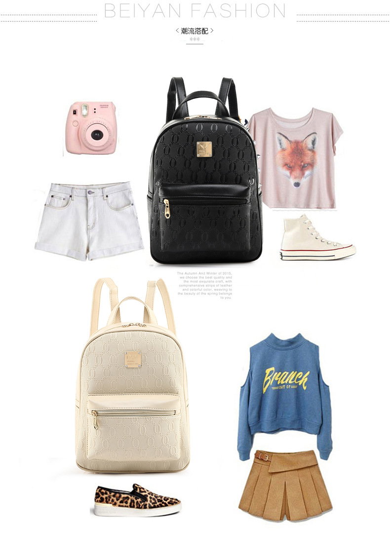 2017 bolso de mujer nueva moda casual de moda de mujer mochila de gran capacidad multiusos de cuatro piezas de cuero PU Mochila De mujer