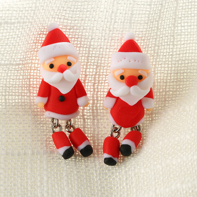 New Cartoon Three-dimensional Santa Claus Soft Clay Earrings display picture 3