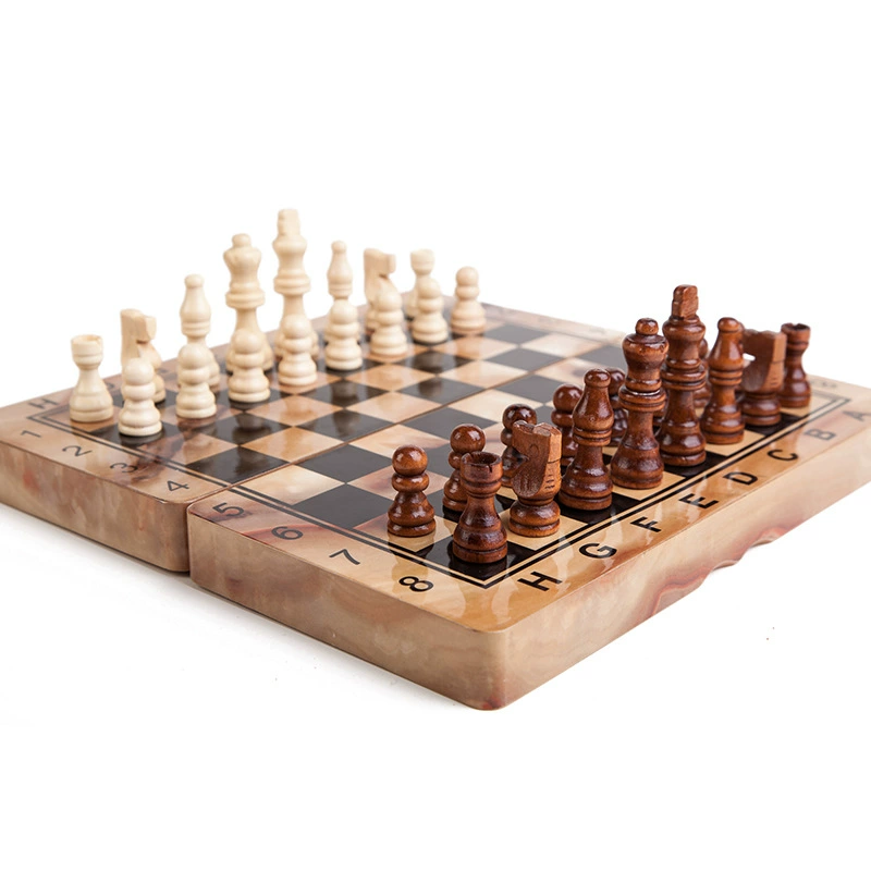 Marble folding wooden chess, 30×30cm, custom-made