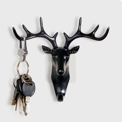 创意美式挂钩立体鹿角造型墙面装饰墙壁个性鹿头钥匙架客厅衣帽钩|ru