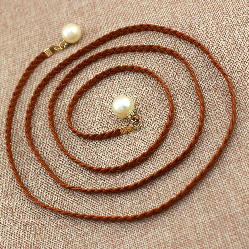 2023 nuova moda da donna annodata con catena in vita abito intrecciato con cordino in vita cintura decorativa con perle_voghion.com