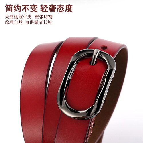New style women's cowhide belt pin buckle genuine leather belt Japanese buckle casual fine trouser belt manufacturer wholesale delivery