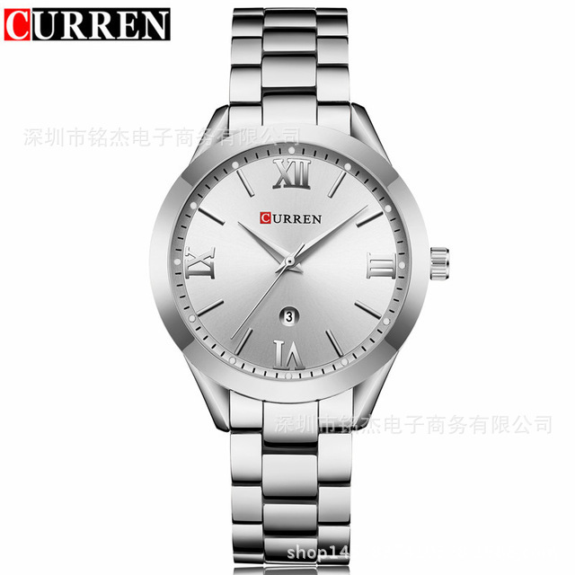 Currenカレン9007新作レディーススチールベルト腕时计レディースファッションカジュアル防水クォーツ时计レディース时计