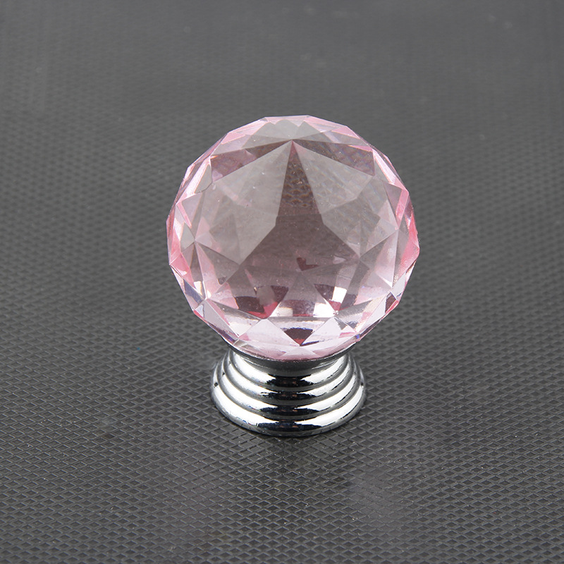 厂家批发 家具水晶拉手 抽屉拉手 锌合金拉手 橱柜拉手 30mm粉色