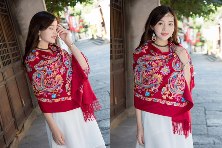 棉麻围巾 围巾女 民族风围巾