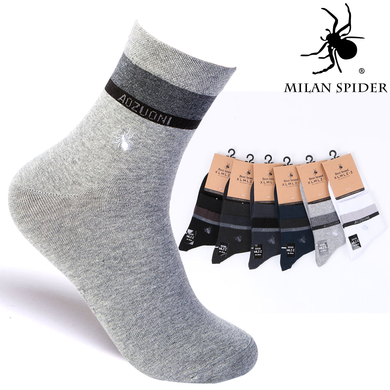 Milan Spider Autumn Winter Tube Men's Socks Socks Cotton Leisure Men's Business Sist Embroidery Cotton Socks Manufacturers Wholesale