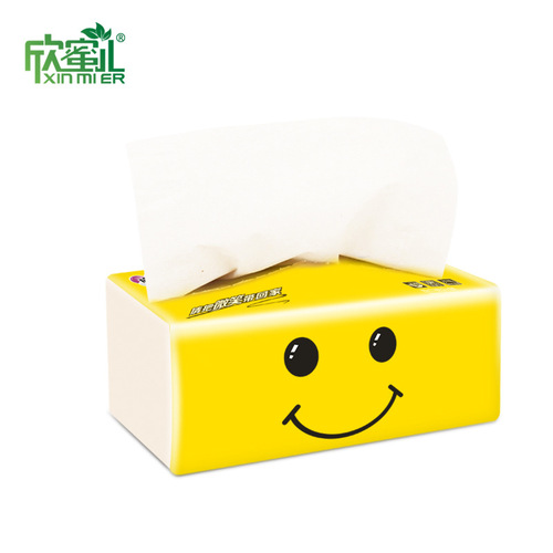 Xinmier Smile Log Tissue Baby Tissue Four-layer 300 Facial Tissue Napkins Whole Box Wholesale