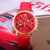 Speed Store Explosion Ladies Watch Geneva Geneva Fake Three Belt Fashion Women's Roman Scale Women