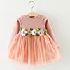 Autumn children's dress with sleeves, small princess costume, children's clothing, long sleeve, flowered