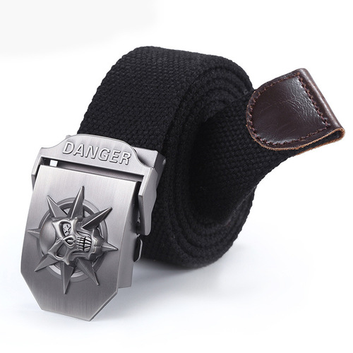 Manufacturer automatic buckle belt skull thickened canvas belt wholesale men's belt casual pants belt