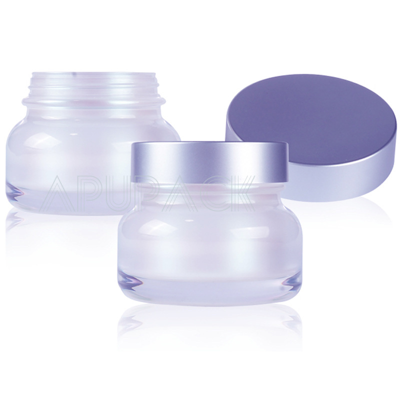 紫色大肚亚克力素颜霜瓶塑料 厚壁双层水粉底霜瓶30g/50g出口品质