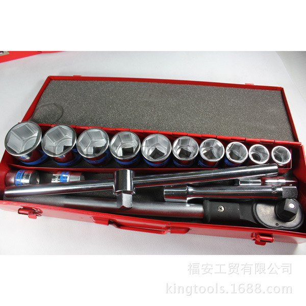 16件套3/4重型亚光镜面组合套筒扳手 大车专用 GS KING TOOLS